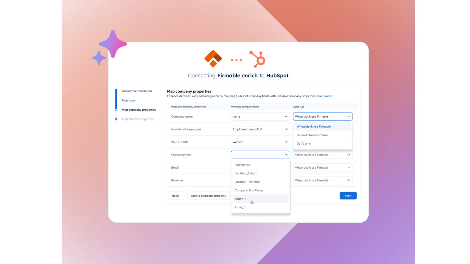 Connect and set up your sync rules