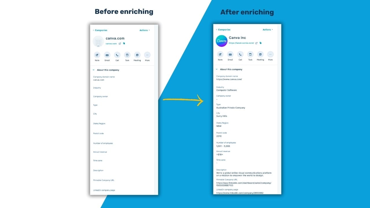 Enrich company records in HubSpot